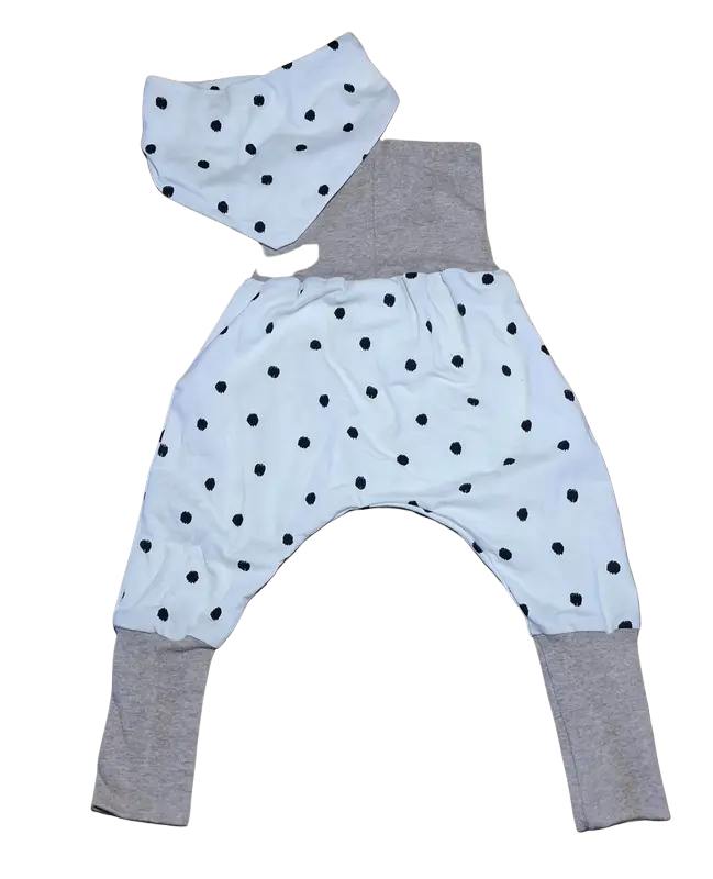 Ensemble Sarouel et foulard tissus "point" - Home made (fait maison) - 68 cm (copie)