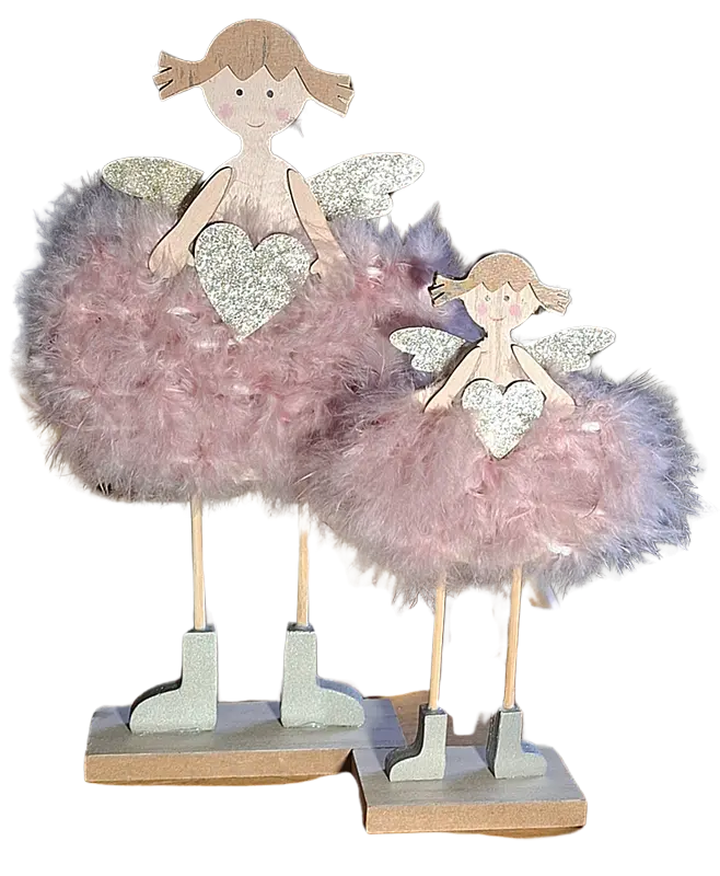 Décoration - Duo Anges de Noël rose